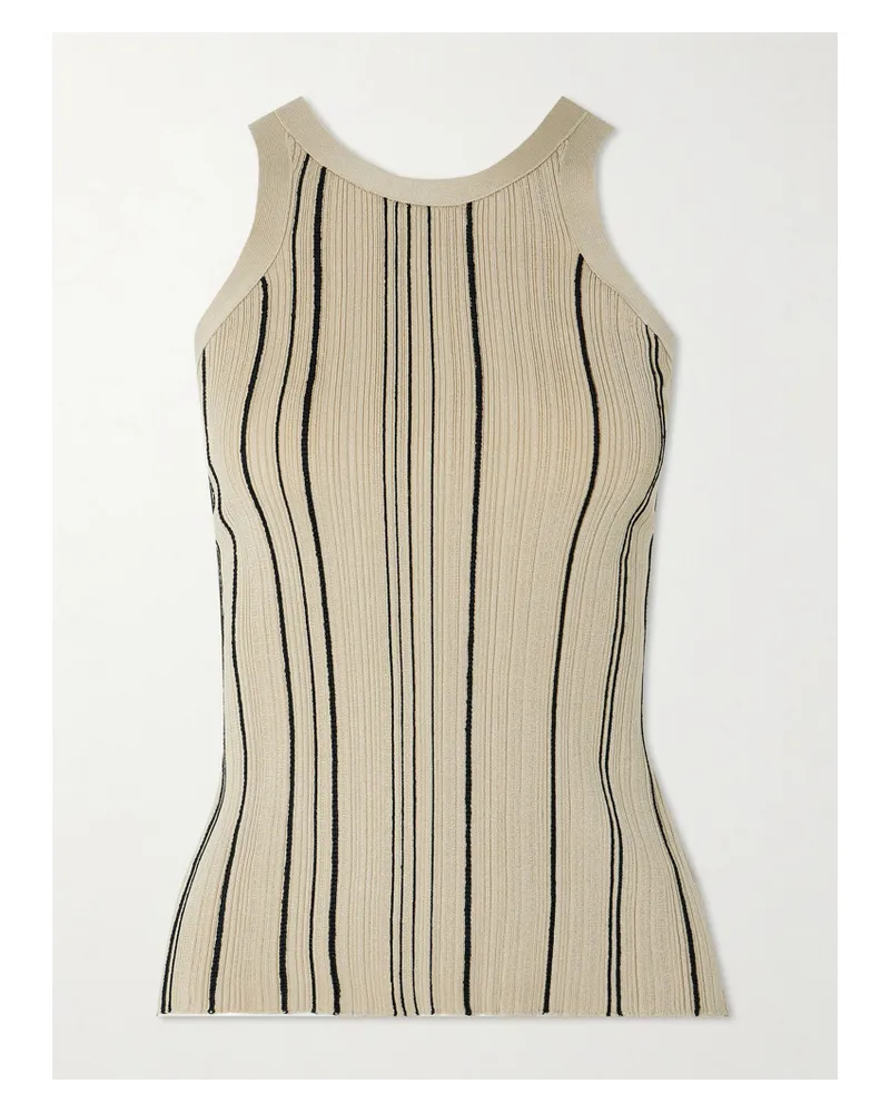 Totême Tanktop aus Gestreiftem Rippstrick Neutral