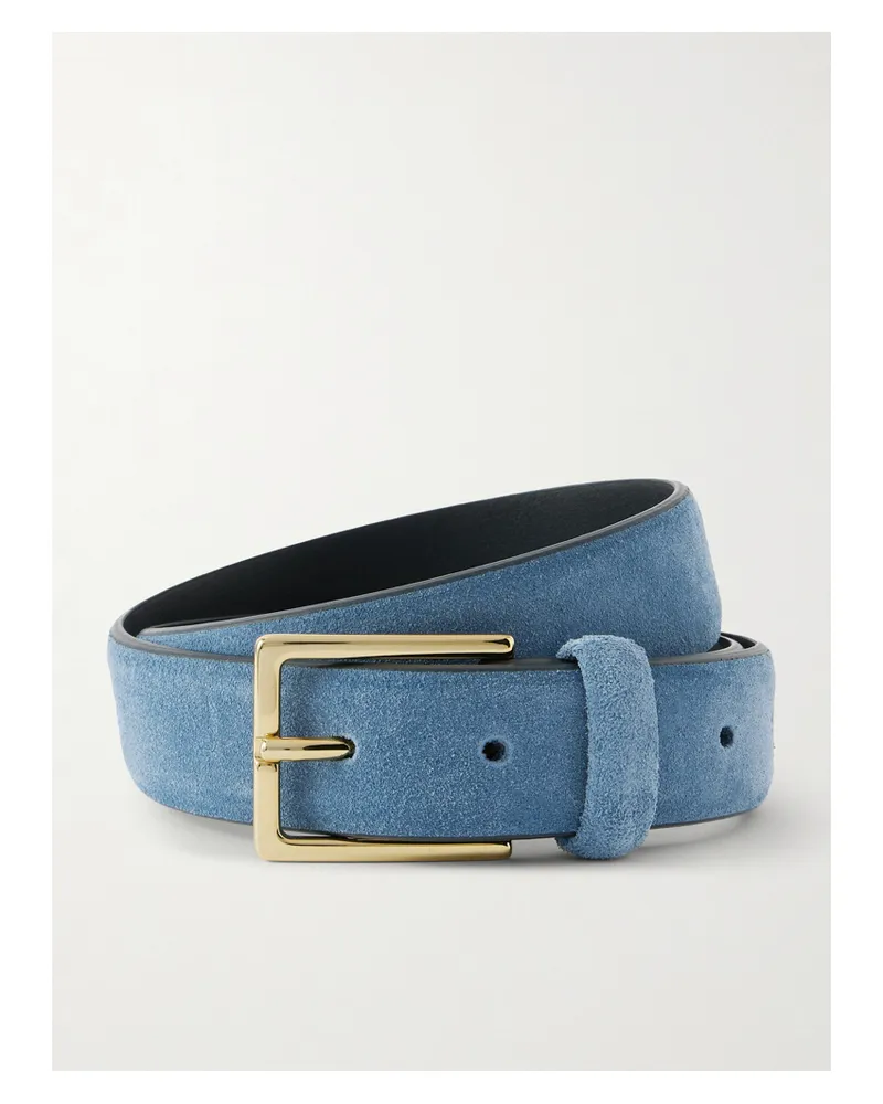 Anderson's Gürtel Aus Veloursleder - Blau Blau