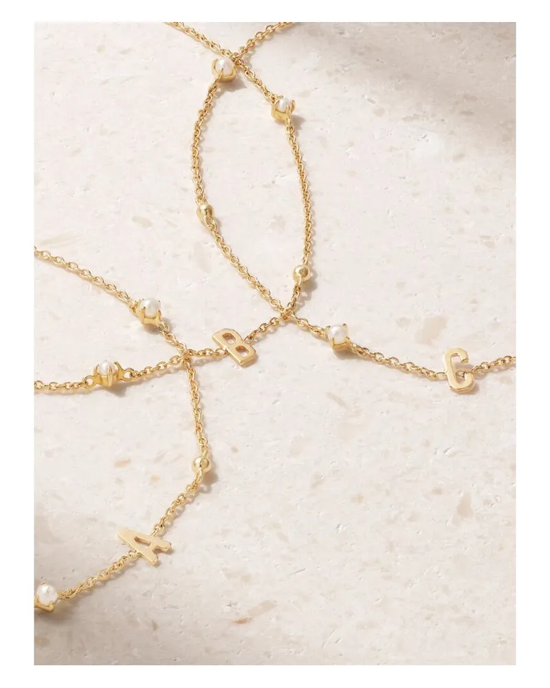 Stone & Strand Initial Armband Aus 14 Karat Gold Mit Perlen Gold