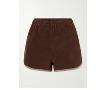 Jacquard-knit Cotton-terry Shorts - Brown