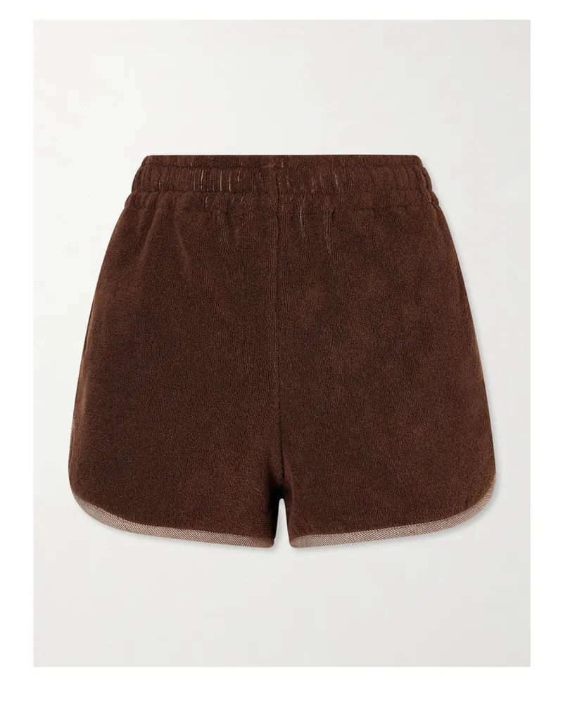 Versace Jacquard-knit Cotton-terry Shorts - Brown Brown