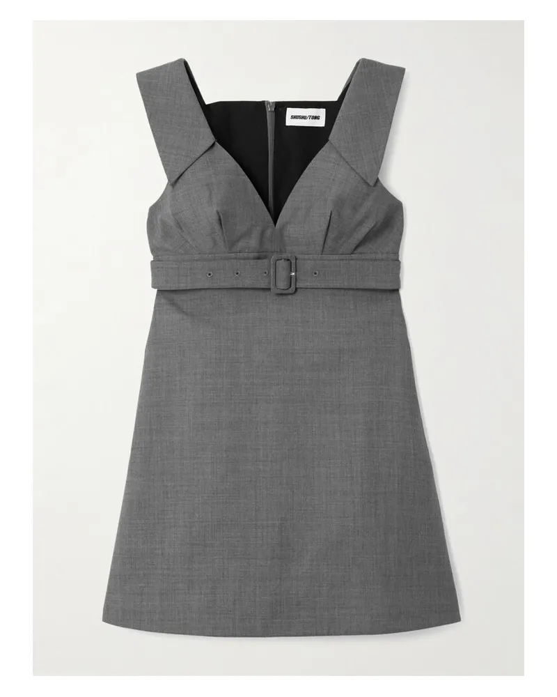 SHUSHU/TONG Minikleid Aus Webstoff Mit Gürtel - Grau Grau