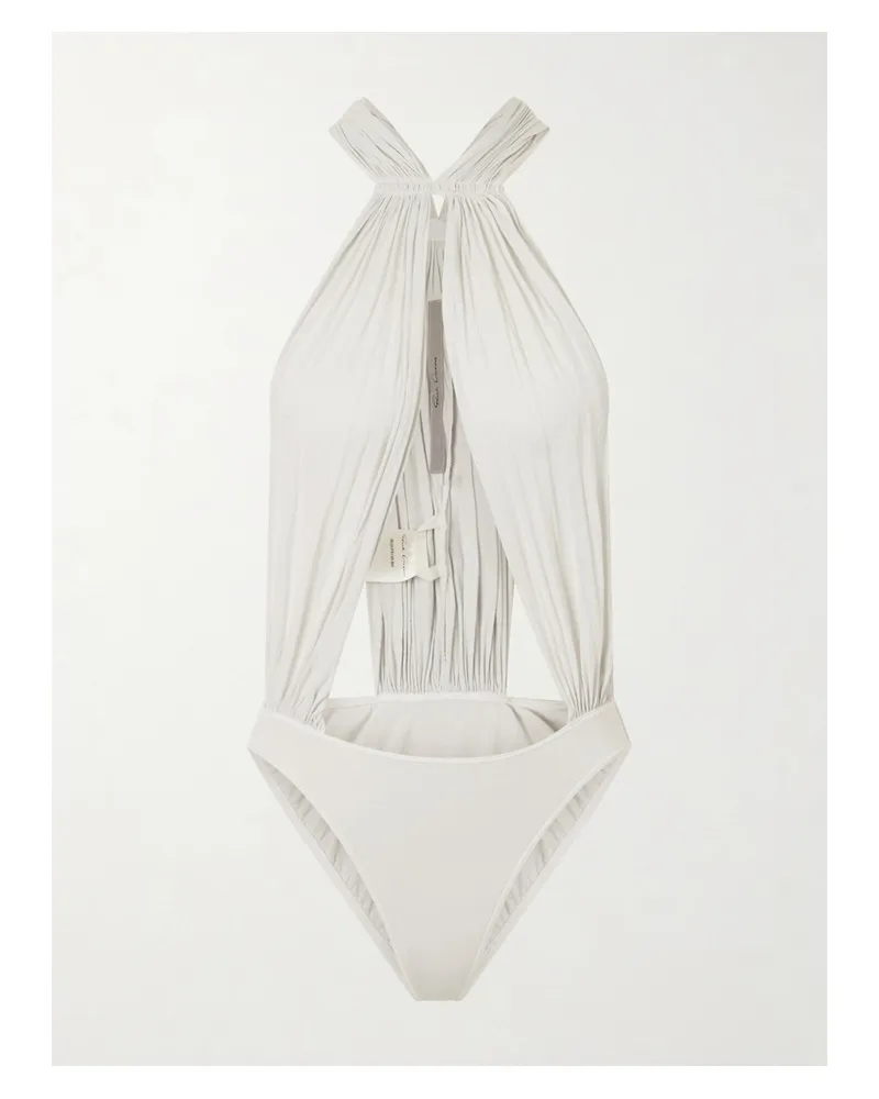 Rick Owens Miami Gathered Cotton-jersey Bodysuit - White White