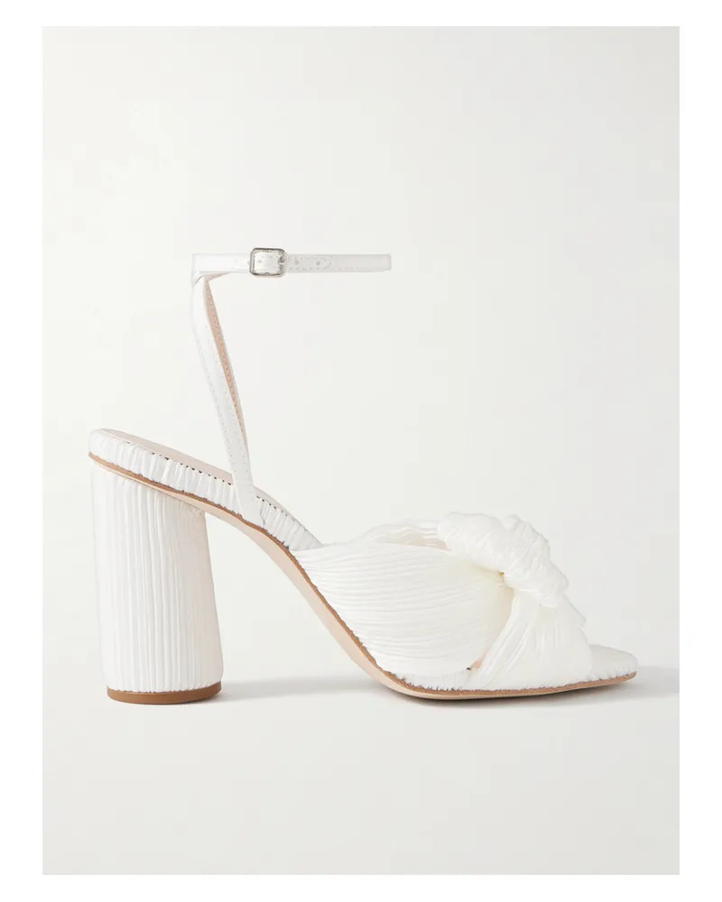Loeffler Randall Camellia Bow-embellished Plissé-organza Sandals - White White