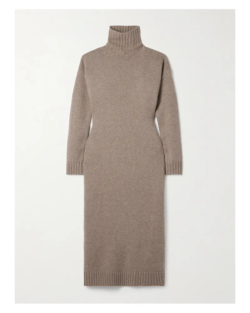 Max Mara Midikleid Aus Kaschmir Mit Rollkragen - Braun Braun