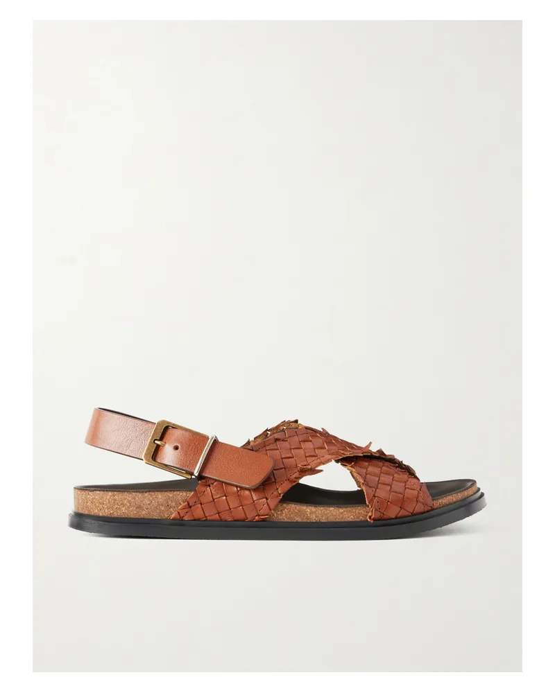 The Row Buckled Leather Sandals - Brown Brown