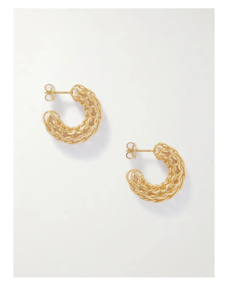 Bottega Veneta Crochet Goldfarbene Creolen Gold