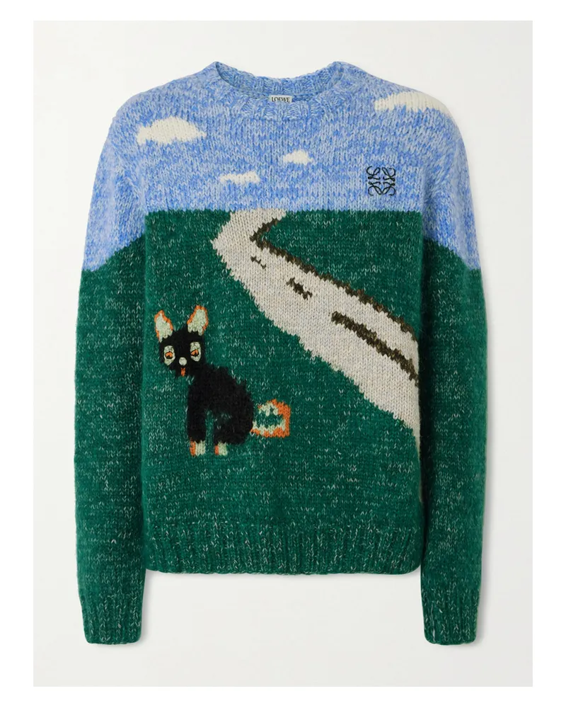 Loewe Luis Wain Strickpullover Aus Jacquard Aus Einer Wollmischung - Grün Grün