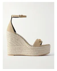 Versace Espadrille-wedges aus Veloursleder Braun