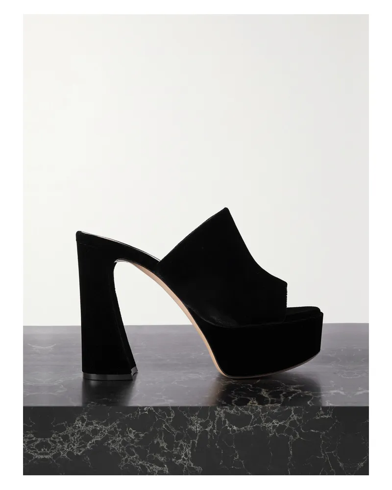 Gianvito Rossi Holly 120 Mules Aus Samt Mit Plateau - Schwarz Schwarz