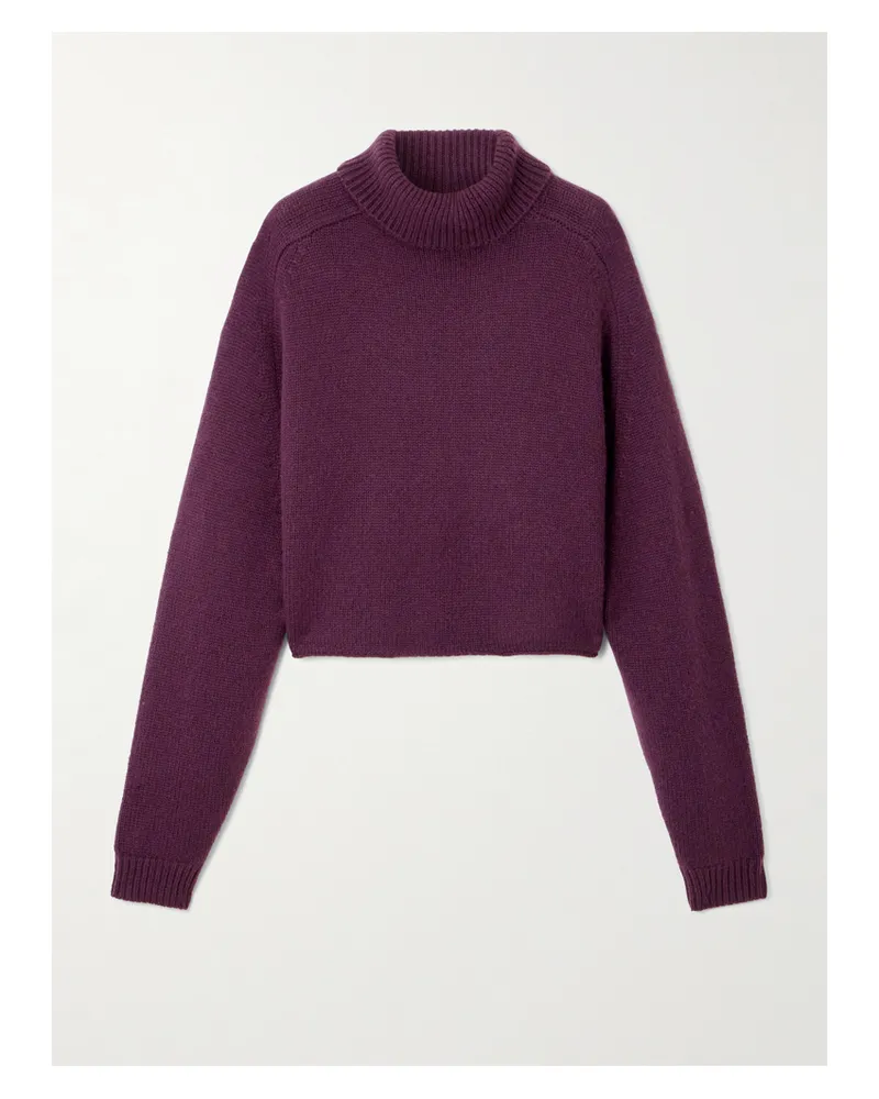 Lisa Yang Cathie Cropped Cashmere Turtleneck Sweater - Burgundy Burgundy