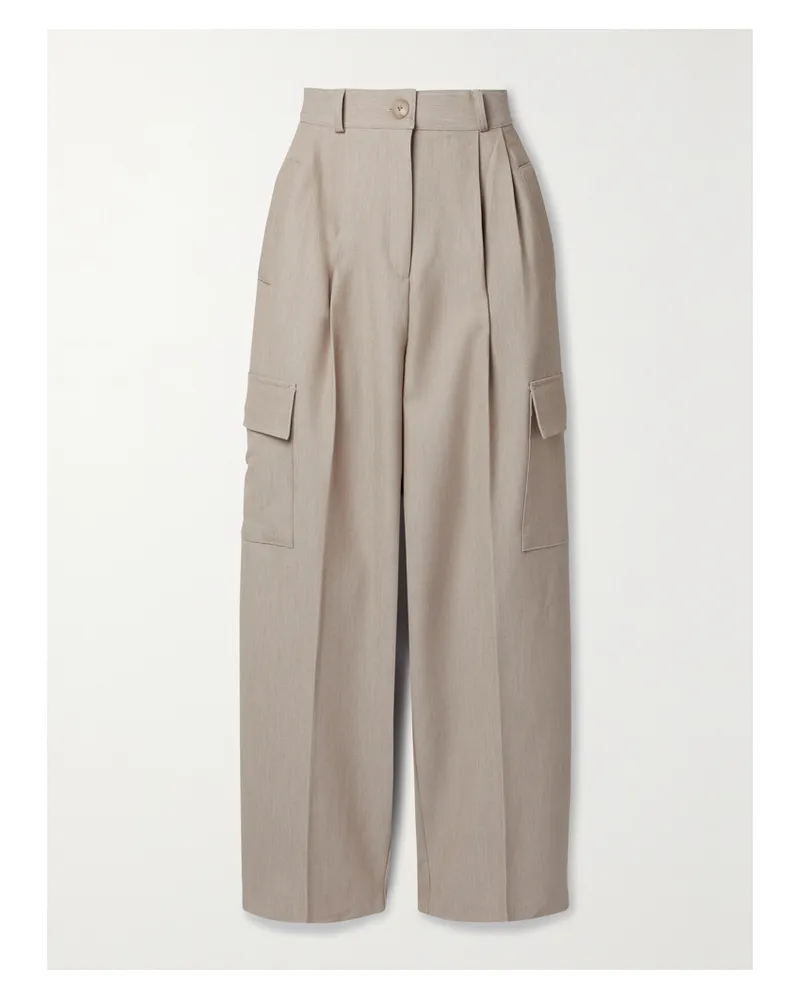 FRANKIE Shop Maesa Cargohose Mit Weitem Bein Aus Webstoff Mit Falten - Neutral Neutral