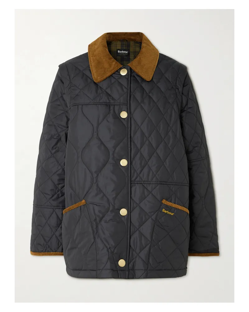 Barbour Lorrie Convertible Corduroy-trimmed Quilted Shell Jacket - Black Black