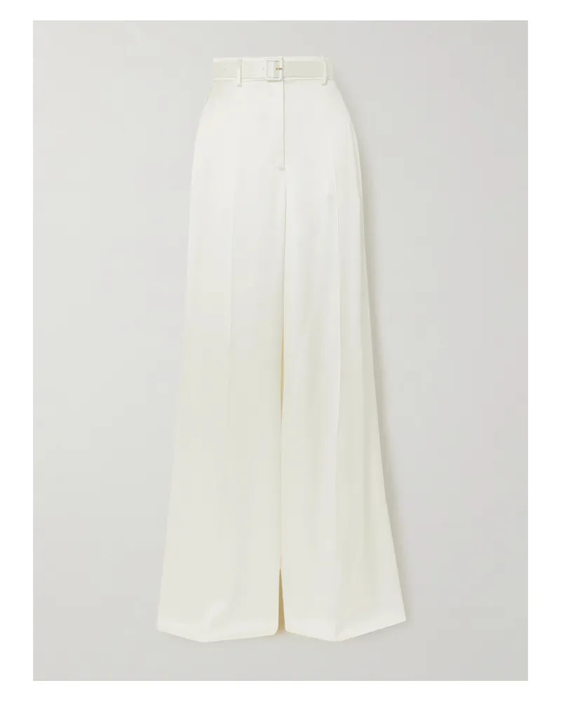 Gabriela Hearst Mabon Hose Mit Weitem Bein Aus Seidensatin Mit Gürtel - Elfenbein Elfenbein