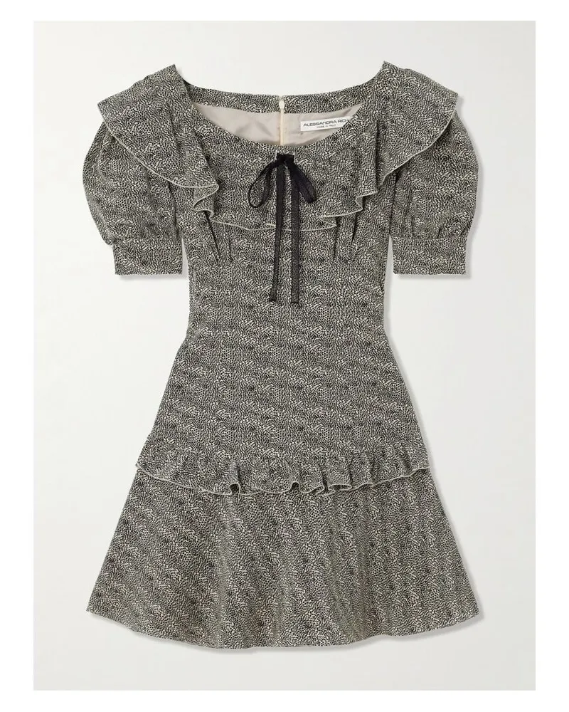 Alessandra Rich Minikleid Aus Seide Mit Leopardenprint - Grau Grau