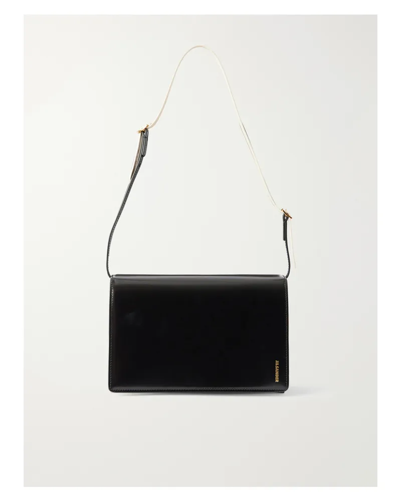 Jil Sander File Small Leather Shoulder Bag - Black Black