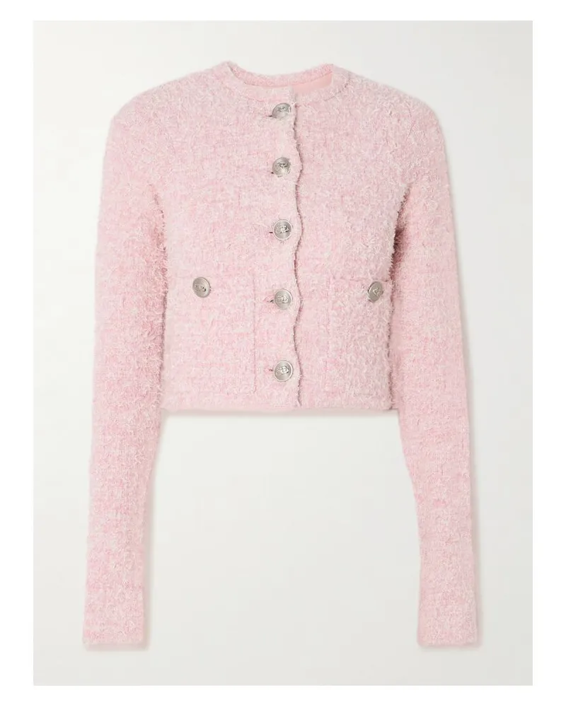 Balenciaga Verkürzter Cardigan Aus Tweed Aus Einer Baumwollmischung In Metallic-optik - Pink Pink