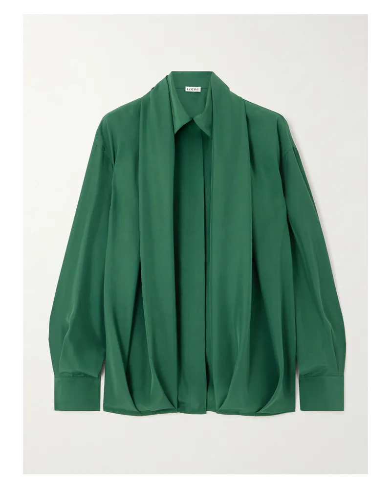 Loewe Seidenbluse Mit Falten - Grün Grün
