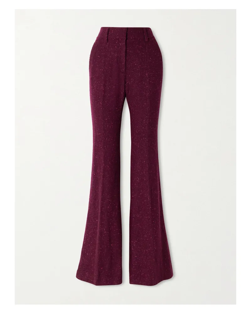 Gabriela Hearst Rhein Wool And Cashmere-blend Flared Pants - Burgundy Burgundy