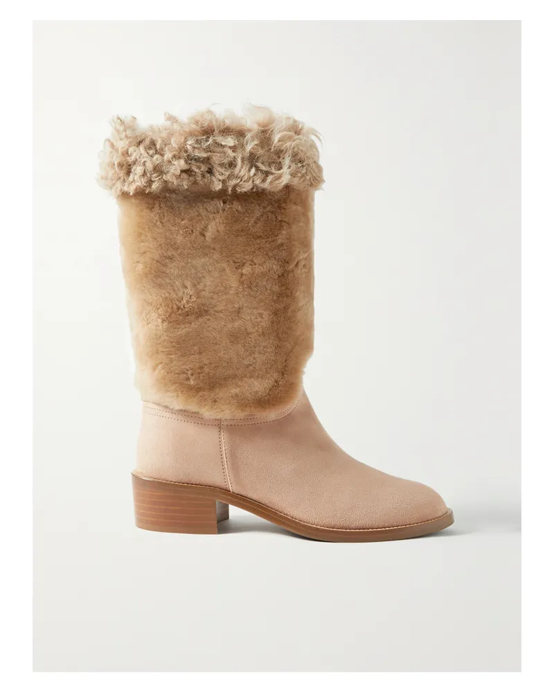 Aquazzura 45 Stiefel Aus Shearling Und Veloursleder - Neutral Neutral