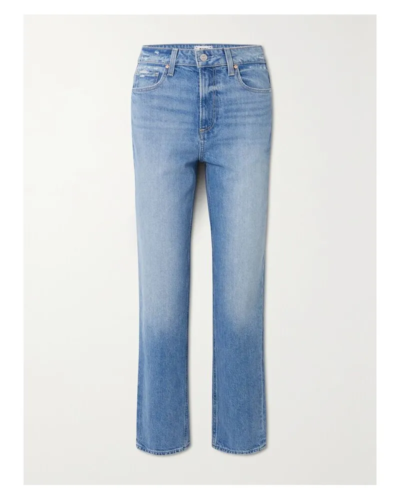 Paige Net Sustain Noella Hoch Sitzende Jeans Mit Geradem Bein Aus Bio-denim In Distressed-optik - Blau Blau