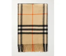 Fringed Checked Cashmere Scarf - Neutrals