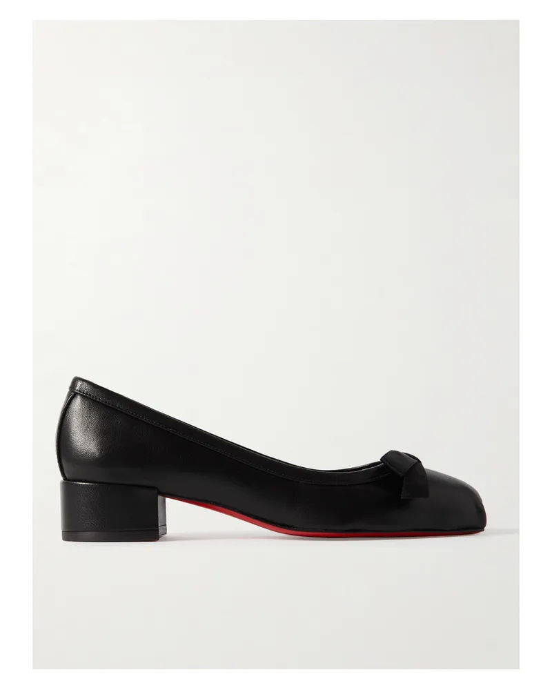 Christian Louboutin Mamaflirt 30 Bow-embellished Leather Ballet Pumps - Black Black