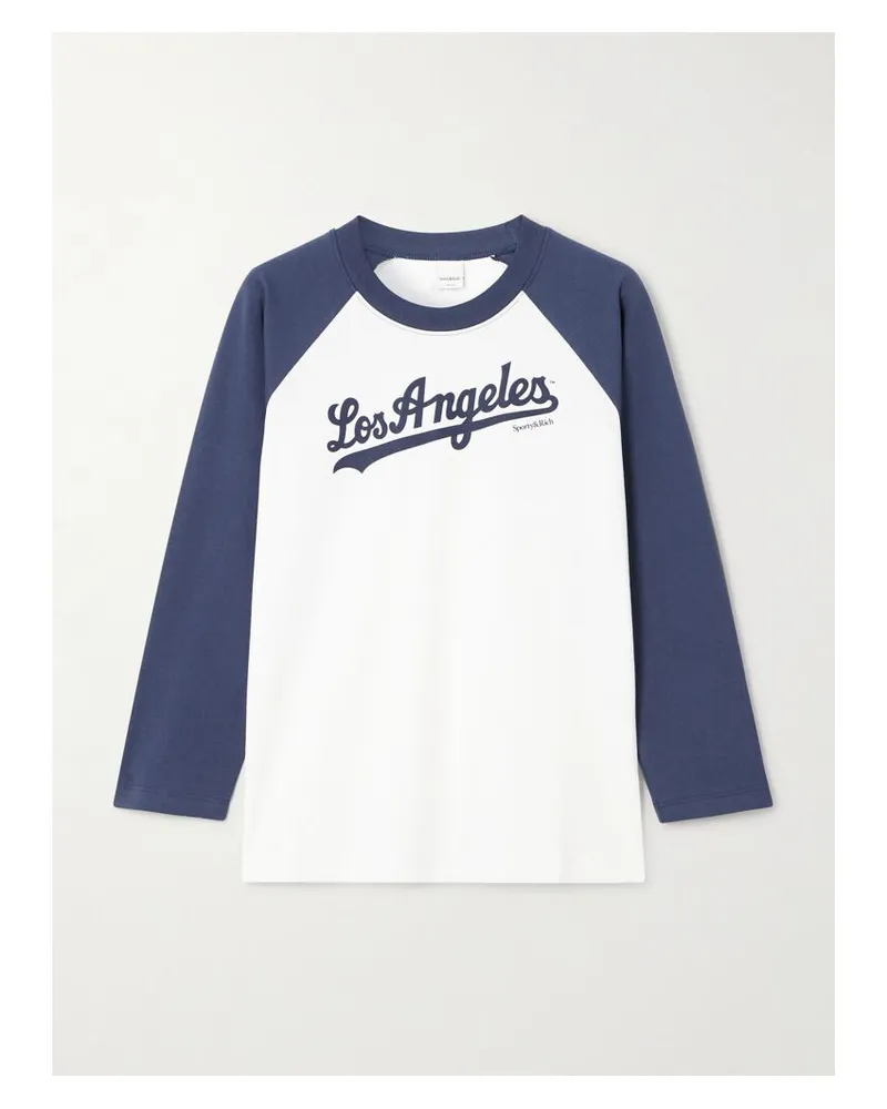 SPORTY & RICH La Dodgers Oberteil Aus Baumwoll-jersey Mit Print - Blau Blau