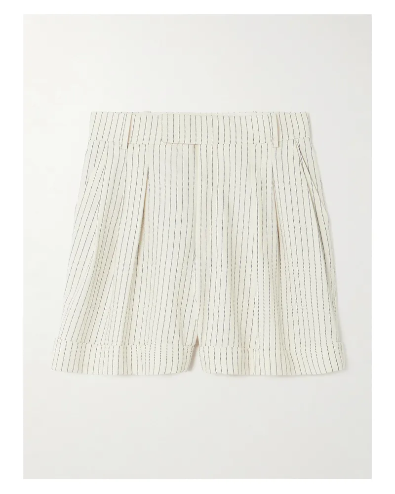 Frame Denim Bundfaltenshorts Aus Drillich Aus Einer Baumwollmischung Mit Nadelstreifen - Creme Creme