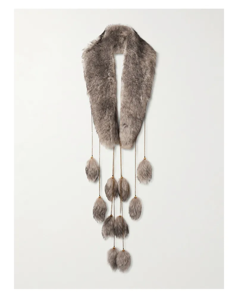 Chloé Schal Aus Shearling Mit Verzierungen - Silber Silber