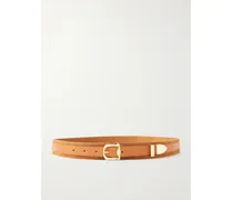 Steven Suede And Leather Waist Belt - Brown