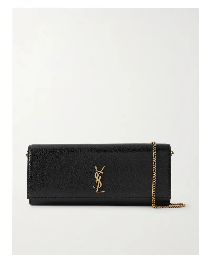 Saint Laurent Kate Textured-leather Clutch - Black Black