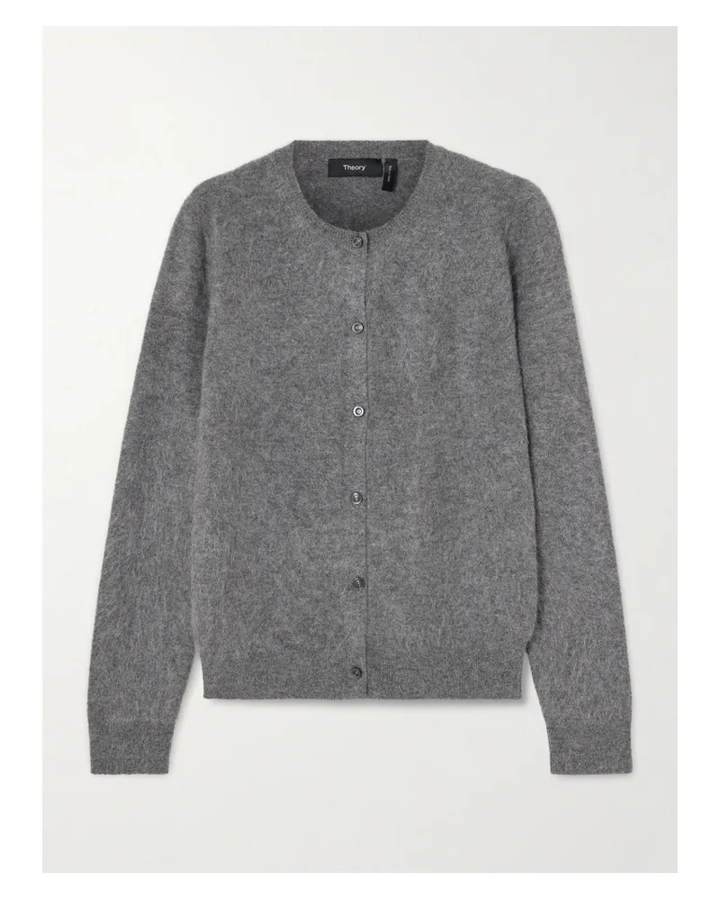 Theory Brushed Cashmere Cardigan - Gray Gray