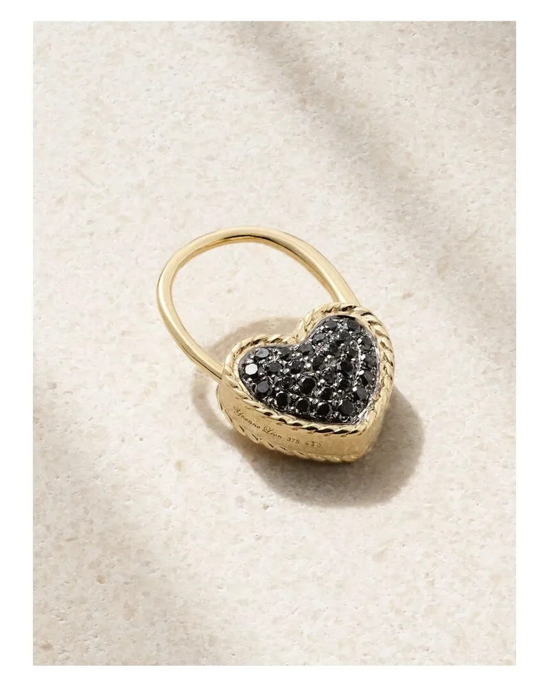 Yvonne Léon Créole Cadenas Coeur Einzelner Ohrring Aus 9 Karat Gold Mit Diamanten - Schwarz Schwarz