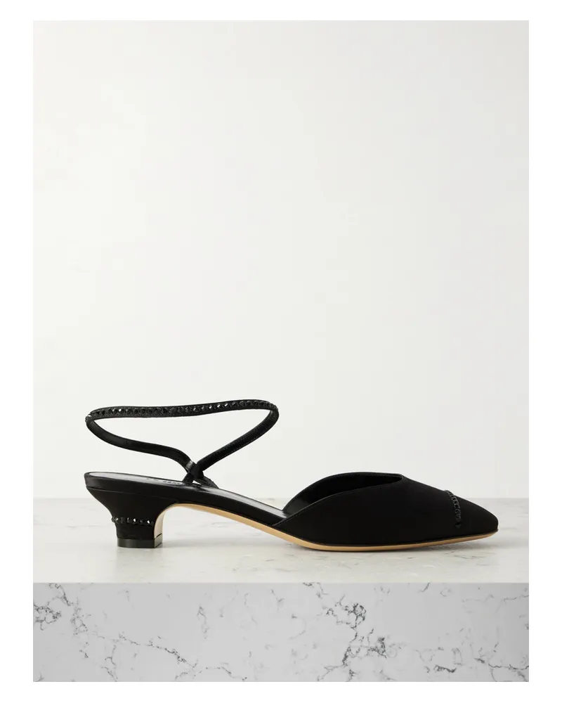 Le Monde Béryl Erika Pumps Aus Satin Mit Kristallen - Schwarz Schwarz