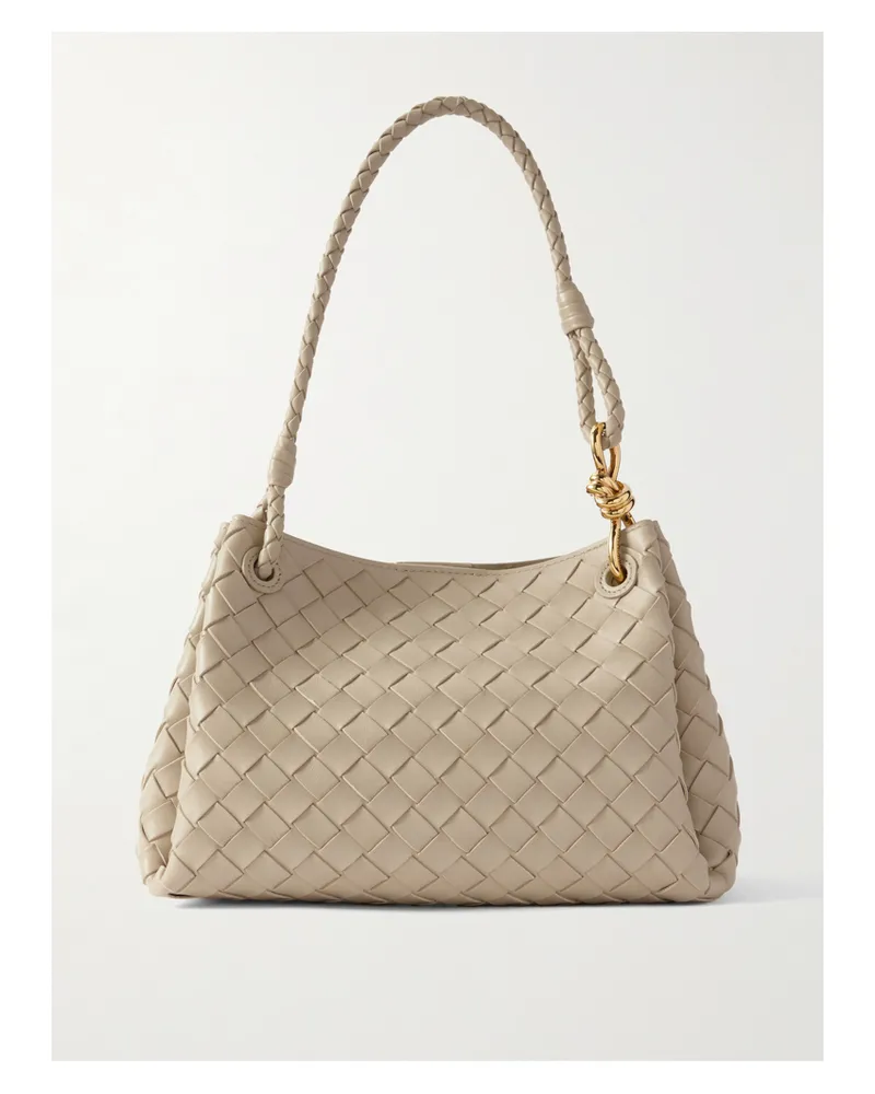 Bottega Veneta Parachute Medium Intrecciato Leather Shoulder Bag - Ecru Ecru