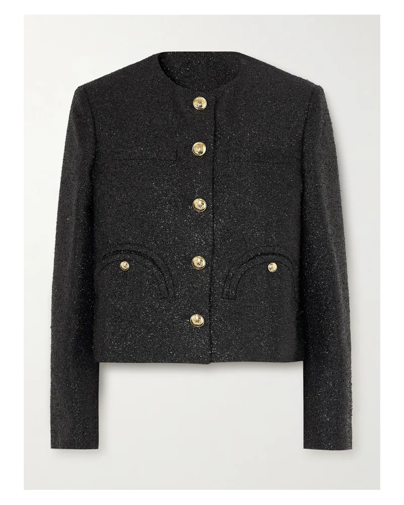 Blazé Milano Shamo Embellished Metallic Woven Jacket - Black Black