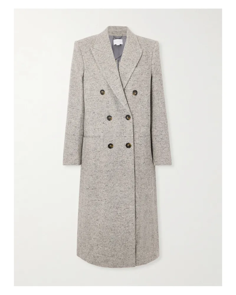 Stella McCartney Doppelreihiger Mantel Aus Einer Woll-seidenmischung Mit Fischgratmuster - Grau Grau