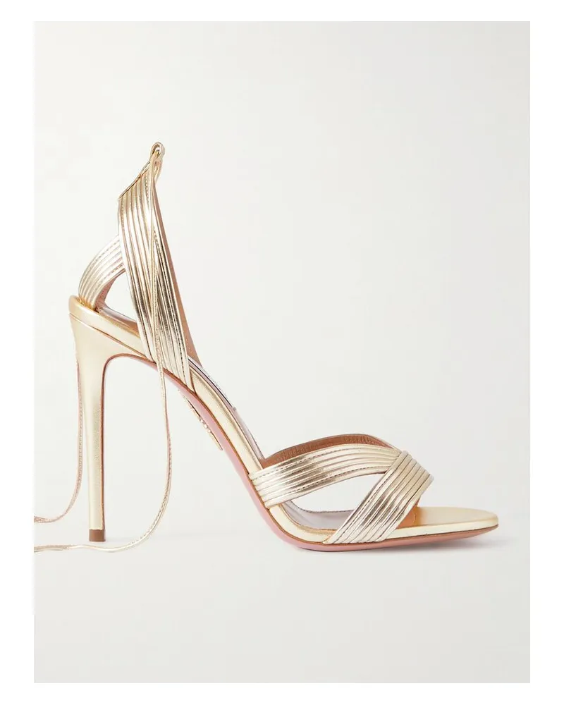 Aquazzura Ari 105 Sandalen Aus Metallic-leder - Gold Gold