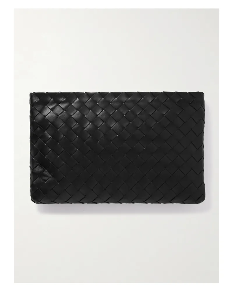Bottega Veneta Medium Intrecciato Leather Pouch - Black Black