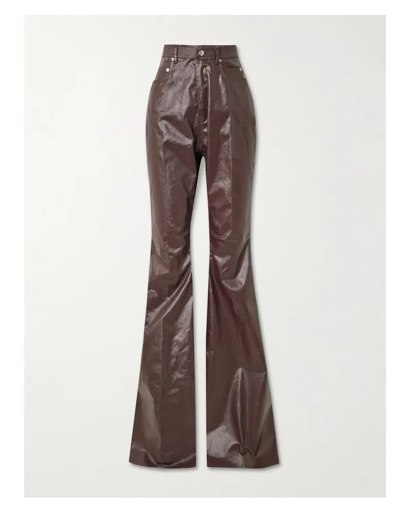 Rick Owens Bolan Hoch Sitzende, Beschichtete Schlagjeans - Braun Braun