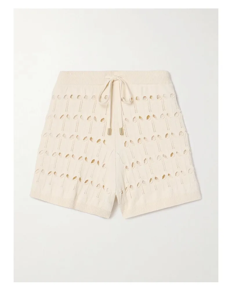 Zimmermann Rhiannon Shorts Aus Pointelle-strick Mit Cut-outs - Creme Creme