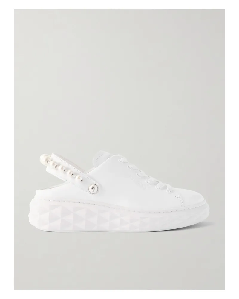 Jimmy Choo Sneakers Aus Leder Mit Slingback-riemen Und Kunstperlen - Weiß Weiß