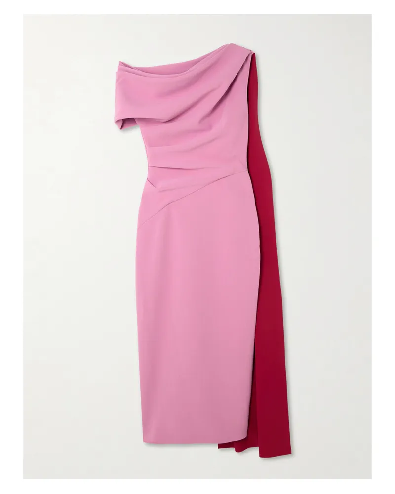 Roksanda Ilincic Maite Asymmetrisches Midikleid Aus Crêpe Mit Cape-effekt - Pink Pink