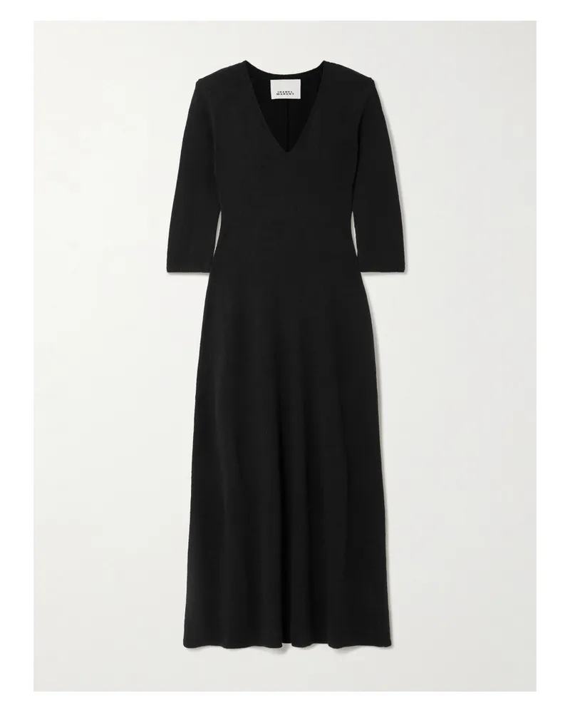 Isabel Marant Salina Maxikleid Aus Einer Wollmischung In Pointelle-strick - Schwarz Schwarz
