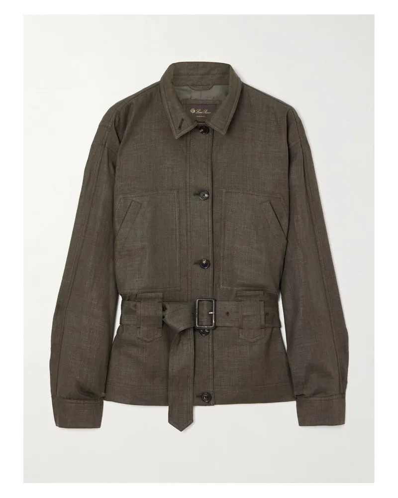 Loro Piana Jaylon Jacke Aus Einer Leinen-wollmischung Mit Gürtel - Grün Grün