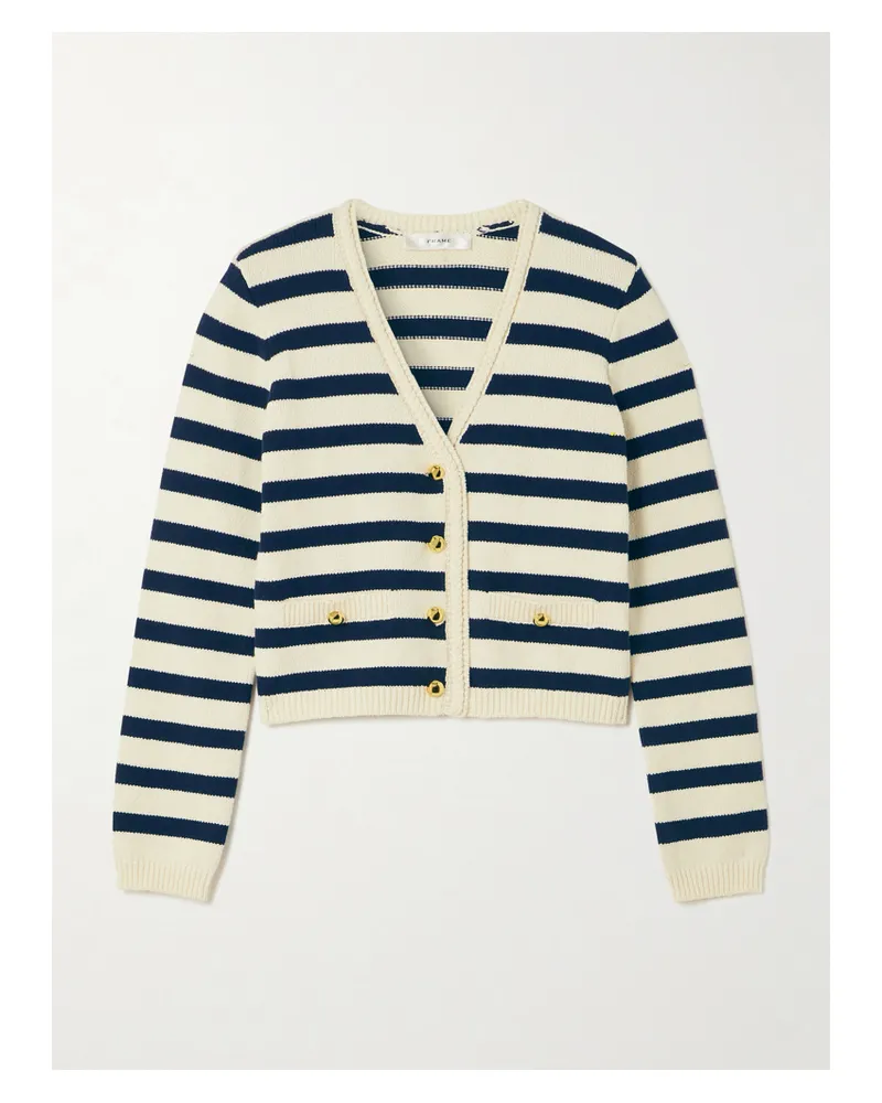 Frame Denim The Harbor Gestreifter Cardigan Aus Einer Baumwollmischung - Creme Creme