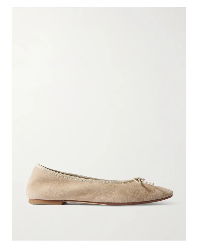 aeyde Tiby Bow-detailed Suede Ballet Flats - Neutrals Neutrals