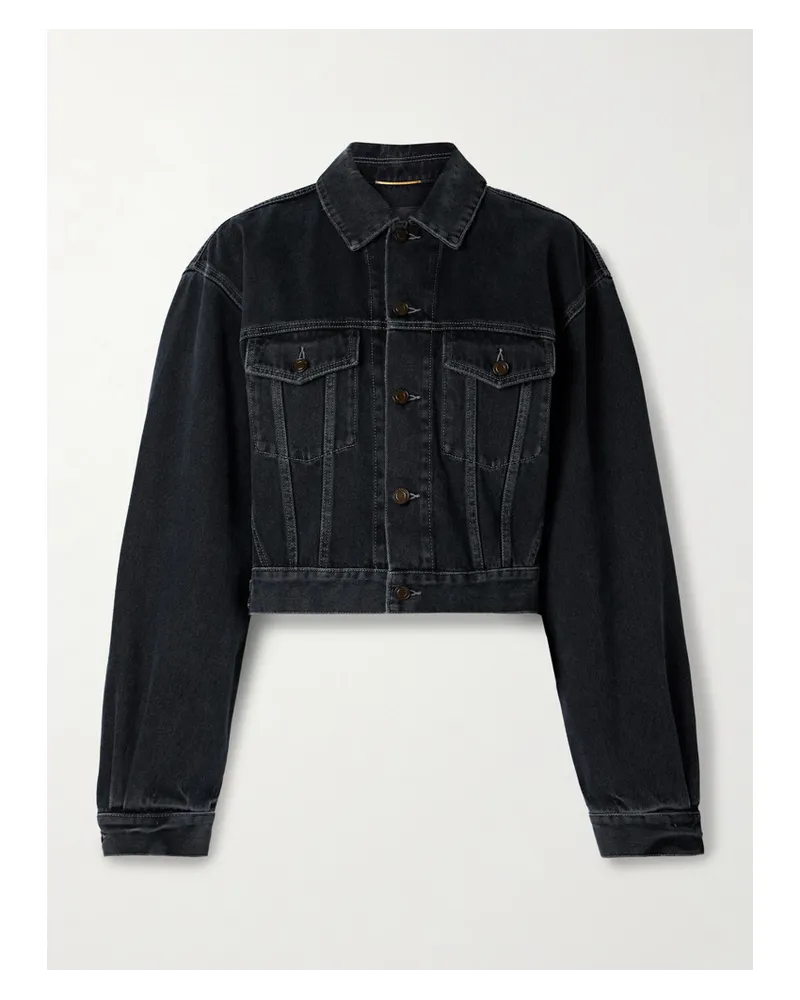 Saint Laurent Verkürzte Jeansjacke Blau