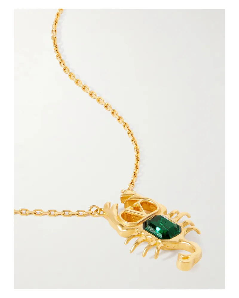Valentino Garavani Scorpion Goldfarbene Kette Mit Kristall Gold